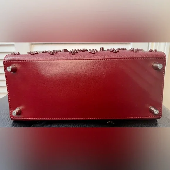 Christian Louboutin Calfskin Spikes Loubinthesky Medium Paloma Tote | Merlot - Picture 7 of 16